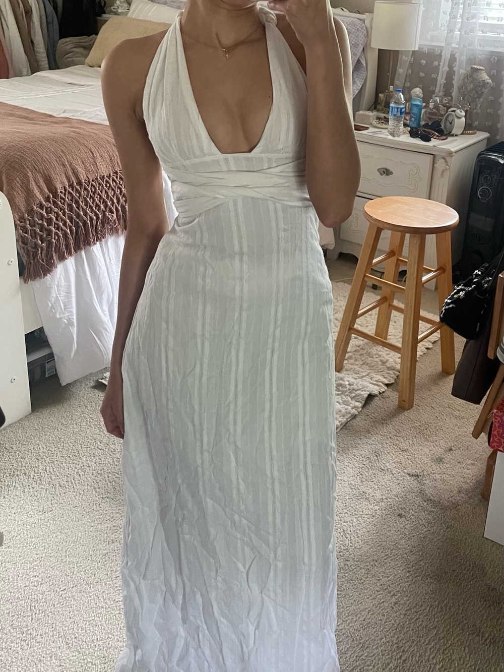 Princess Polly White Halter Maxi Dress